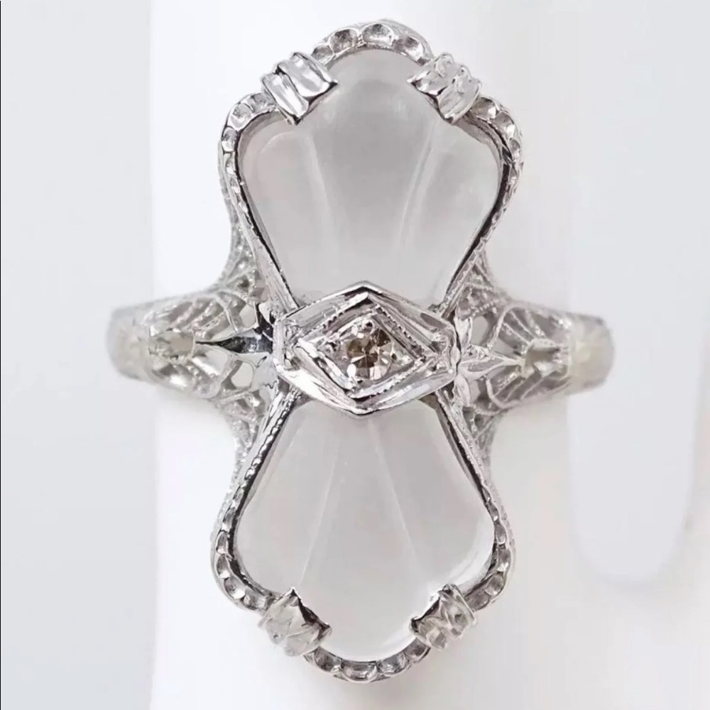 *SOLD* Art Deco 14K White Gold Filigree Ring